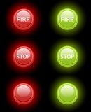 Set of vector fire and stop buttons