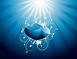 blue valentines heart-shape with grunge elements illustration