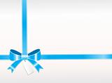 beautiful knot of blue ribbon with tag, wallpaper