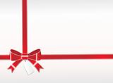 beautiful knot of red ribbon with tag, wallpaper
