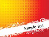 curve and floral elements for sample text in gradient red