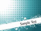 curve and floral elements for sample text in sea green, wallpaper