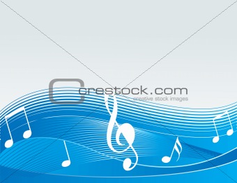 vector music concept in white and blue