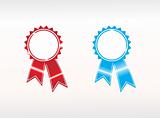 vector silver award ribbons red and blue