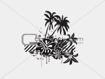 vector tropical palm trees and nice elements isolated on white background illustration