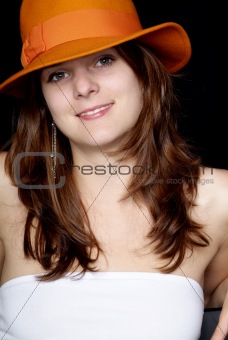 woman with orange hat