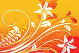 swirl and floral elements red and yellow, wallpaper