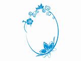 vector floral in blue oval frame theme