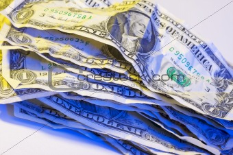 Pile of Crumpled Dollar Bills.