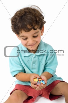 candies in child hands