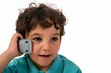 young boy talking on the phone