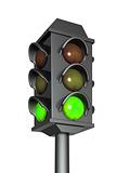 3d traffic light with a burning green signal