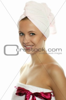 beauty portrait of a woman with a towel