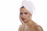 beauty portrait of a woman with a towel