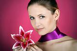 fashion and beauty portrait with a flower