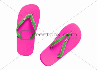 pink sandals isolated with path on white