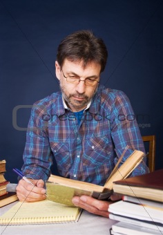 Researcher taking notes