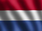 Flag of Holland waving in the wind, illustration