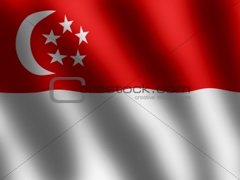 vector waved Flag of Singapore, illustration