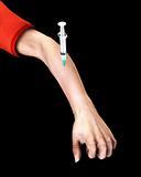Drug Addict With Needle In Arm