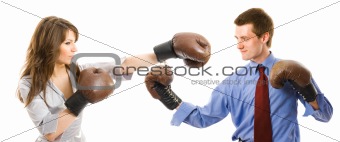 business fight isolated on white background