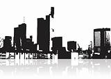 sea and city on white background, vector wallpaper
