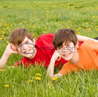 Brothers Laying in a Field