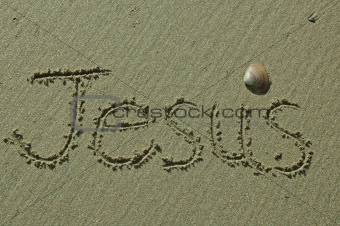 Sand Writing - Jesus