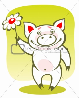 piggy and flower