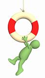 3d puppet hanging on a lifebuoy ring