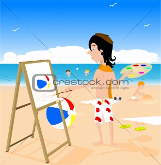 Artist on the beach