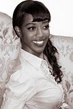 Smiling black girl portrait - retro style (sepia)