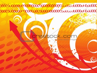 arrows on orange halftone background, texture