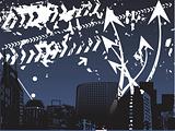 city silhouette background with arrow elements