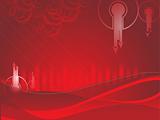 red business background with curve, vector illustration