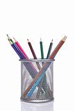 Coloured pencils in the basket