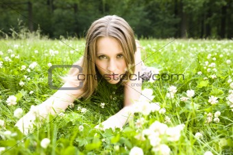 Sexy Woman Laying On The Grass