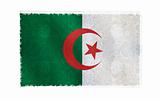Flag of Algeria on old wall background, vector wallpaper, texture, banner, illustration