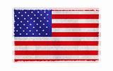 Flag of America on old wall background, vector wallpaper, texture, banner, illustration