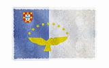 Flag of Azores on old wall background, vector wallpaper, texture, banner, illustration