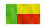 Flag of Benin on old wall background, vector wallpaper, texture, banner, illustration