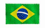 Flag of Brazil on old wall background, vector wallpaper, texture, banner, illustration