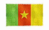Flag of Cameroon on old wall background, vector wallpaper, texture, banner, illustration