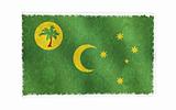 Flag of Cocos Island on old wall background, vector wallpaper, texture, banner, illustration
