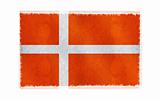 Flag of Denmark on old wall background, vector wallpaper, texture, banner, illustration