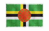 Flag of Dominica on old wall background, vector wallpaper, texture, banner, illustration