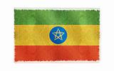 Flag of Ethiopia on old wall background, vector wallpaper, texture, banner, illustration