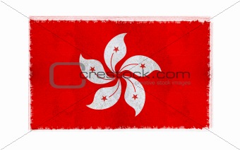 Flag of Hong Kong on old wall background, vector wallpaper, texture, banner, illustration