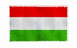 Flag of Hungary on old wall background, vector wallpaper, texture, banner, illustration