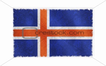 Flag of Iceland on old wall background, vector wallpaper, texture, banner, illustration